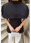 Kadın Siyah Pelerin Detay İki Parça Bluz 0331