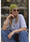 Kadın Yeşil El Yapımı Pul Örgü Taşlı Bandana Bere 852027