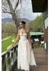 Kadın Beyaz Askılı Elbise 1026-0041