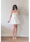 Kadın Beyaz Askılı Mini Elbise 1041-6411