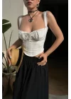 Kadın Beyaz Dantelli Büstiyer 1041-2555