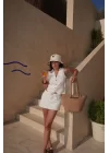 Kadın Beyaz Düğmeli Yelek 0079-3510