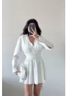 Kadın Beyaz Gömlek Elbise 1041-2677