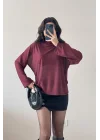 Kadın Bordo Bluz 1045-70230