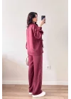 Kadın Bordo Ceket Pantolon Takım 1041-2708