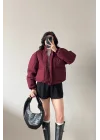 Kadın Bordo Fermuarlı Cepli Mont 0445-26009