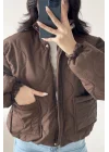 Kadın Kahve Fermuarlı Cepli Mont 0445-26009