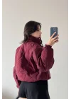 Kadın Bordo Fermuarlı Cepli Mont 0445-26009