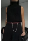 Kadın Bordo Sallantı Zincir Kemer 1043-0015
