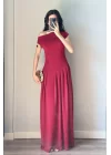 Kadın Bordo Tek Omuz Elbise 0994-0098