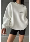 Kadın Ekru Oversize Sweatshirt