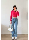 Kadın Fuşya Crop Kazak 1014-2022