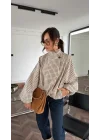 Kadın Garnili Ekose Bomber Ceket 3123