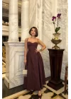 Kadın Kahve Askılı Elbise 1026-0041