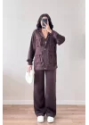 Kadın Kahve Ceket Pantolon Takım 1041-2708