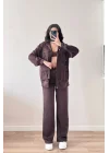 Kadın Kahve Ceket Pantolon Takım 1041-2708