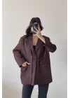 Kadın Kahve Çift Yaka Blazzer Ceket 0999-25088