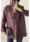 Kadın Kahve Çift Yaka Blazzer Ceket 0999-25088