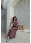 Kadın Kahve Crop Etek Takım 0684-3419