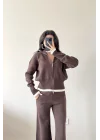 Kadın Kahve Fermuarlı Triko Takım 0999-9508