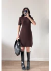 Kadın Kahve Midi Triko Elbise 2515
