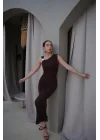 Kadın Kahve Tokalı Elbise 0994-0102