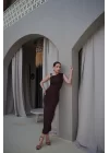 Kadın Kahve Tokalı Elbise 0994-0102