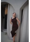 Kadın Kahve Tokalı Elbise 0994-0102