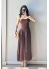 Kadın Kahve Uzun Elbise 0994-0099