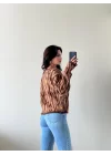 Kadın Kahve Zebra Hırka 1014-1014