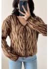 Kadın Kahve Zebra Hırka 1014-1014