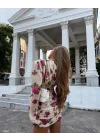 Kadın Krem Rose Aksesuar Detaylı Elbise 9021