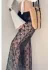 Kadın Lacivert Dantelli Pantolon 1017-0170
