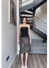 Kadın Leopar Desenli Kot Şort 1034-0008