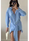 Kadın Mavi Gömlek Elbise 458521