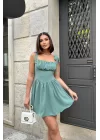 Kadın Mint Bağlamalı Parçalı Elbise 1026-0043