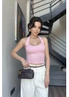 Kadın Pembe Halter Yaka Crop 0171