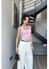 Kadın Pembe Halter Yaka Crop 0171