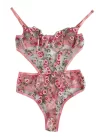 Kadın Pembe Brode Bodysuit 1036-A123