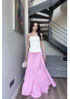 Kadın Pembe Gipeli Yırtmaçlı Etek 1006-2587