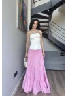 Kadın Pembe Gipeli Yırtmaçlı Etek 1006-2587