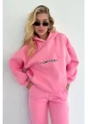 Kadın Pembe I DONT CARE Sweat Eşofman Takım 1007-0342