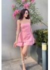 Kadın Pembe Straplez Elbise 1006-748