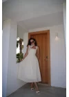 Kadın Sarı Astarlı Brode Uzun Elbise 0999-25134