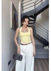Kadın Sarı Halter Yaka Crop 0171