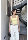 Kadın Sarı Halter Yaka Crop 0171