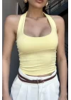 Kadın Sarı Halter Yaka Crop 0171