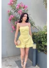 Kadın Sarı Straplez Elbise 1006-748