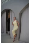 Kadın Sarı Tokalı Elbise 0994-0102