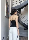 Kadın Siyah Aksesuarlı Crop 13684